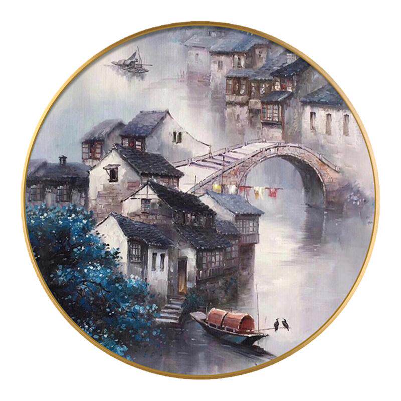 忆江南钻石画方钻圆形满钻十字绣