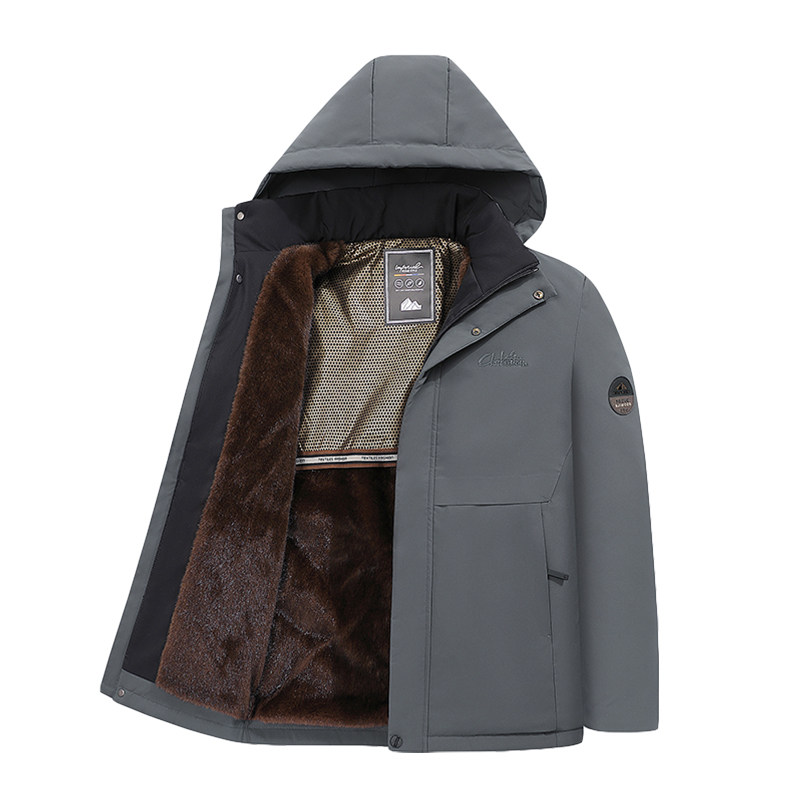 【烈儿超值年货节】培蒙90鸭绒男连帽羽绒服加绒加厚保暖