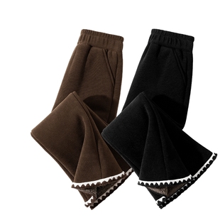 史努比女童加绒裤子2025新款大童秋冬款薄绒喇叭裤儿童冬装阔腿裤