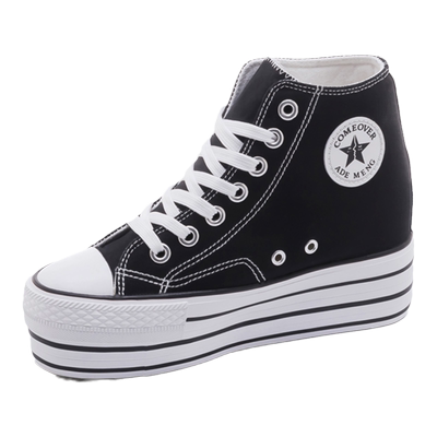 百搭新款内增高10厘米系带帆布鞋