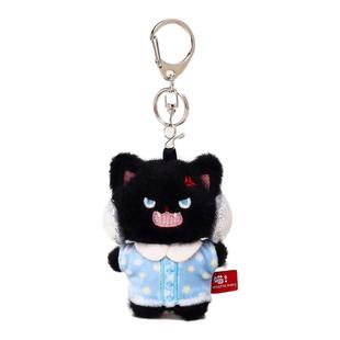 YUYI原创可爱黑色耳机炸毛猫咪毛绒公仔书包包挂件情侣钥匙扣挂饰