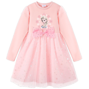 迪士尼女童公主裙2026新款春季爱莎公主裙子女童连衣裙儿童裙子女