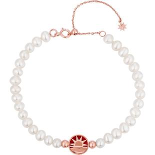 SIMPLEJOYS简单快乐日落太阳红玉髓玛瑙转运S925银淡水珍珠手链女