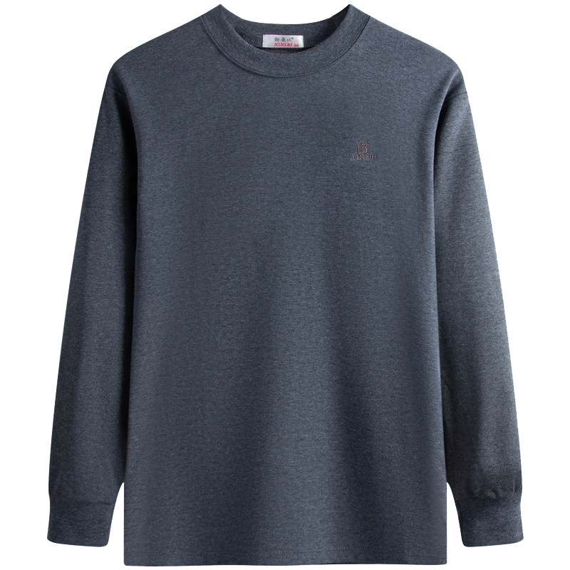 秋冬中年长袖t恤男纯棉打底衫