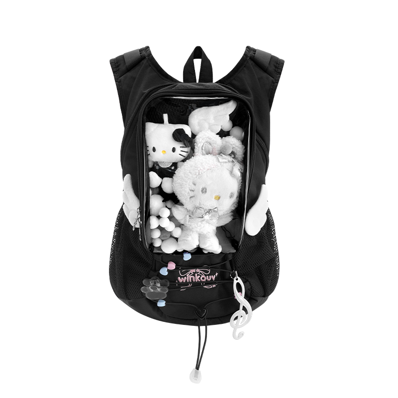 winkouv外出小痛包日常小食量大容量娃谷两用20cm娃包双肩背包