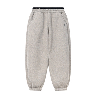 男童冬季灰色羊驼绒运动卫裤2025新款儿童男孩冬装棉裤加厚裤子潮