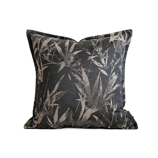 新中式复古感抱枕竹叶纹提花靠枕沙发客厅沙发靠枕民宿靠垫