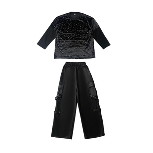 儿童演出服hiphop街舞服装嘻哈风炸街男童女童套装少儿潮牌童装秋