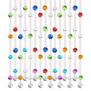 新款七彩水晶珠帘玻璃 装饰门帘客厅卫生间卧室过道帘 五行风水帘