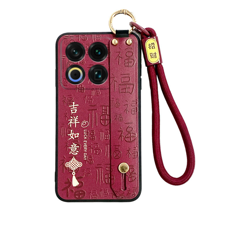 新款中国风腕带支架手腕绳酒红色