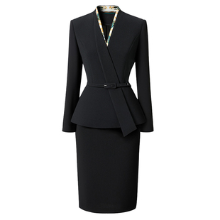 设计感职业女裙西装套装春秋气质修身收腰美容前台接待工作服工装