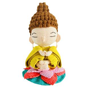 回放手工毛线编织佛陀车载摆件diy材料包钩针大日如来佛禅意玩偶