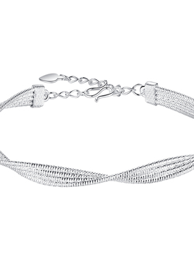 莫比乌斯环手镯女款纯银999足银闪亮扭纹带银镯子小众轻奢送女友