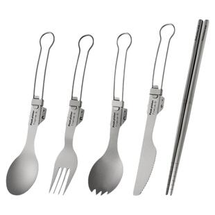 户外纯钛折叠刀叉勺筷露营餐勺汤勺便携叉子钛合金勺子野餐餐具套