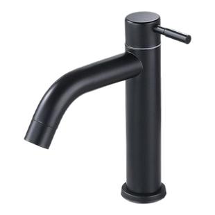 面盆冷热水龙头黑色不锈钢洗手盆洗脸盆台上盆白色单冷水龙头加高