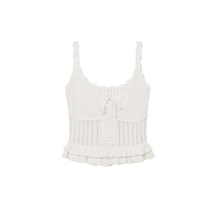 TOP家 爱德华古董 法式复古精致手钩 针织花边层叠木耳吊带背心