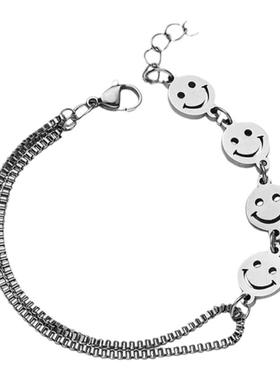 时尚酷钛钢手链女笑脸青春潮流