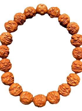 恶僧龙纹桃核手串老核精雕