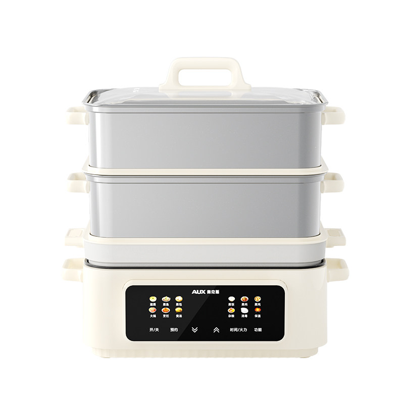 奥克斯电蒸锅家用不锈钢多功能三层2026新款蒸煮炖一体锅自动断电