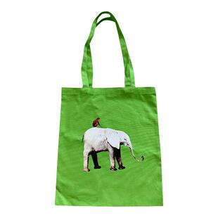 时髦小象玫红帆布包2022新款小众纯棉帆布袋大容量托特包女包书包