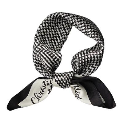 INSINUER千鸟格真丝小方巾装饰