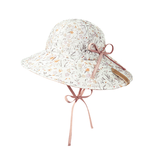 KK树宝宝防晒帽双面可戴防紫外线渔夫盆帽婴儿亚麻超轻薄遮阳帽