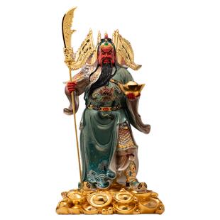 东来紫关公摆件武财神神像铜雕招财供奉铜像关帝圣君黄铜伽蓝菩萨