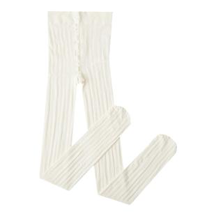 purpleguys白色连裤袜女春秋款法式爱心打底袜子显瘦竖条纹jk丝袜