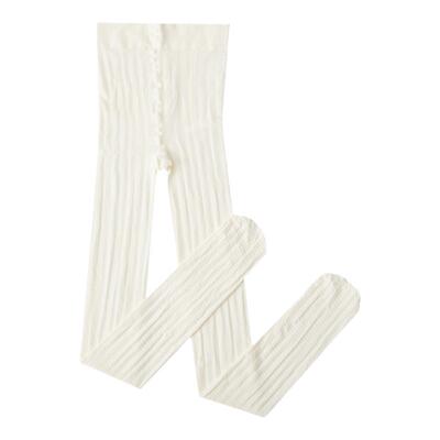 白色显瘦竖条纹jk连裤袜