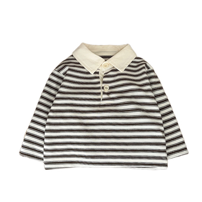 男童春秋款韩版翻领条纹打底衫