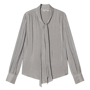 COVERINS【高阶通勤】流光缎面感飘带长袖衬衫女2024年秋季新款