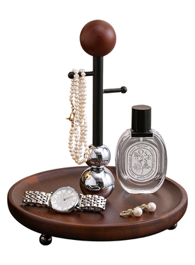 中古风玄关钥匙实木收纳架摆件