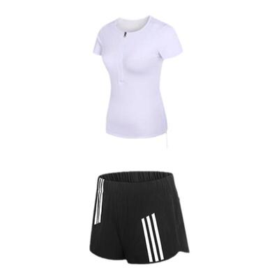 跑步女运动套装羽毛球网球运动服速干瑜伽服显瘦夏季健身专业运动