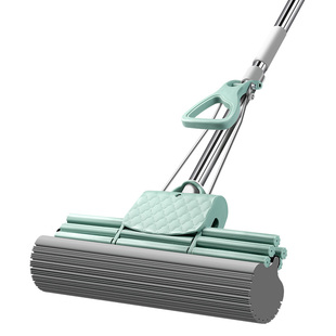 新款加粗直杆海绵拖把家用一拖净免手洗神器吸水胶棉头一键换头