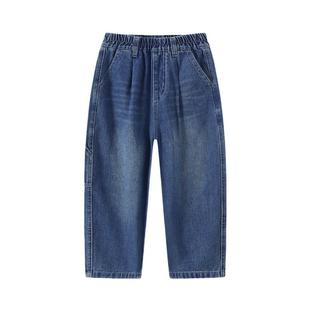 植木童装男童裤子2025新款春秋中大童宽松水洗牛仔裤长裤儿童裤子