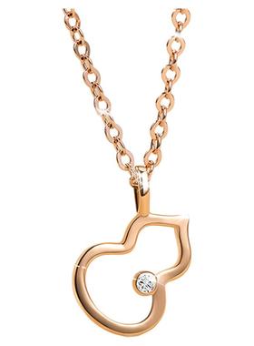 18K金麒麟葫芦项链女玫瑰金钻石