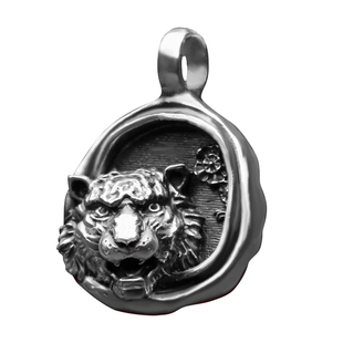 s999足银生肖虎头牌吊坠原创国潮随型牌子情侣纯银项链新中式虎啸