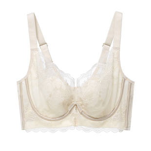安芝娜2025春夏软钢圈内衣女大胸显小薄款水晶杯调整型文胸罩6520