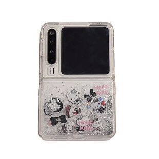 闪粉流沙壳礼服HelloKitty猫适用华为PuraX手机壳折叠屏pocket2保护套三星zflip7/6/5软胶荣耀vflip小米XFlip