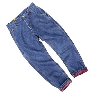 重磅加绒宽松直筒牛仔裤美式复古oversize肥大码工装多袋长裤男女