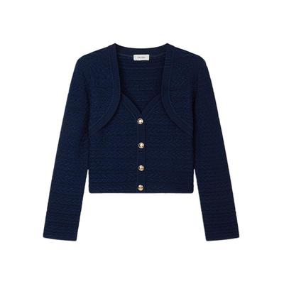 CRUSHCollection条纹绞花开衫