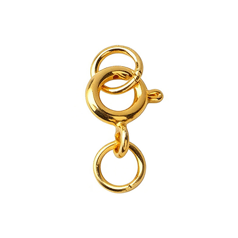 双圈弹簧扣配件闭口圈18k包金珍珠手链连接收尾扣diy项链扣头材料