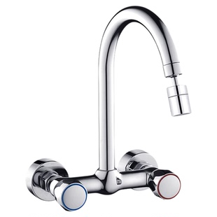 包安装厨房入墙式水龙头冷热家用阳台洗衣池洗衣槽双孔二合一两用