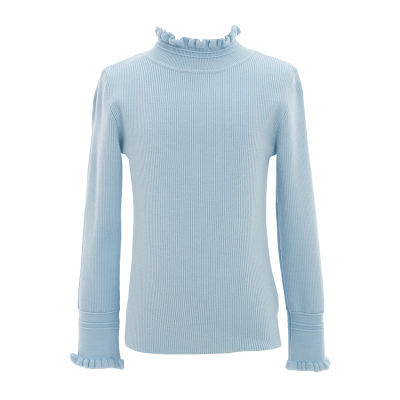 [可机洗羊毛]EP雅莹童装2025秋冬女童新款花边小高领毛衣打底衫