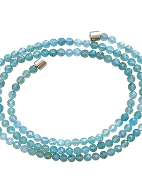 天然刻面蓝磷灰石手链属水财富