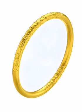 古法金包银卷草纹手镯紫荆花手环