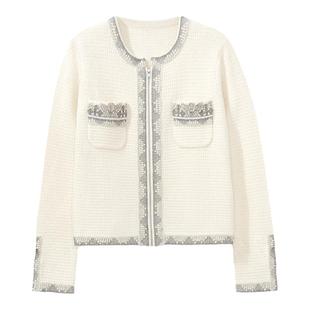 【商场同款】HPLY荷比俪秋季新款女蕾丝小香风古典毛衫外套