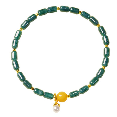 宫里上新天然蓝水冰种翡翠手串