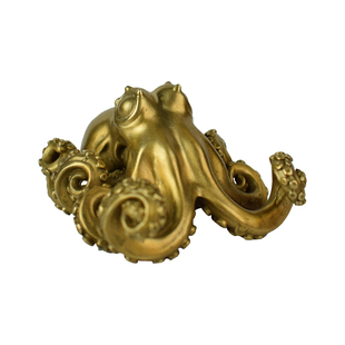 纯铜实心八方来财大章鱼随身手把件解压按摩把玩件桌面镇纸笔架