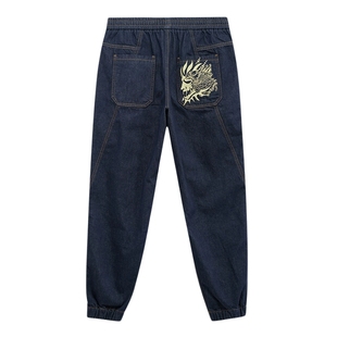 ONIARAI/鬼洗秋季飞鹰分割线条男士刺绣束脚牛仔长裤 23B7411